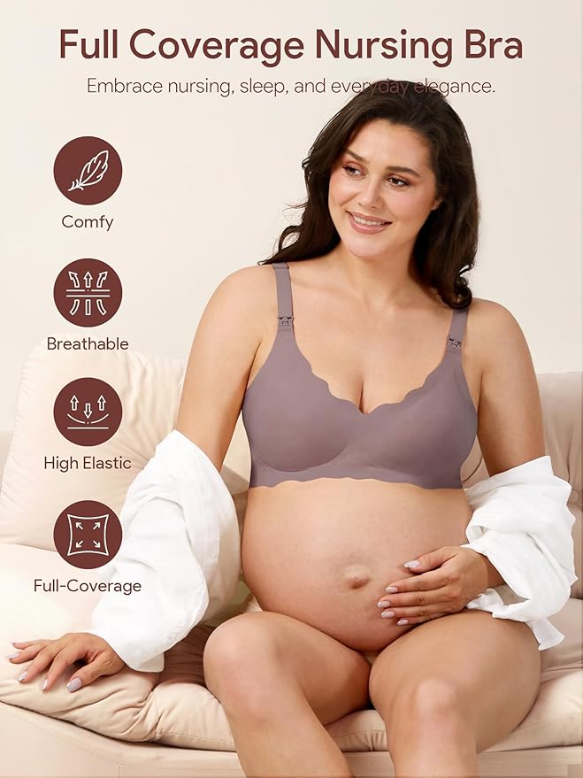 Angelhood Nursing Bras for Breastfeeding Ultra Comfort Seamless Maternity Bra Pack Wireless Pregnancy Bralette Bra Extender