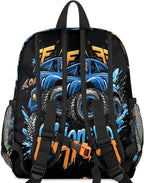 Toddler Backpack for Boys Girls - 12 Inch Monster Car Trucks Kids Backpack Preschool Kindergarten Backpack Lightweight Waterproof Schoolbag Book Bag for School