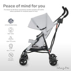 Dream On Me Rover Convenience Baby Stroller in Gray, Lightweight & Compact Umbrella Stroller, Easy one-Hand fold Travel Stroller, Lockable Rear Wheels, Removable & Adjustable Canopy