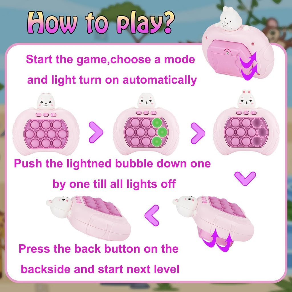 Unicorn Fast Speed Pushing Pop Game, Pink Pop Game Light Up Fidget Toys with Instant Sound Feedback | Animal Pop Target Push Bubble Game Toy for Kids Fast-paced Pop Game Console (No Battery)