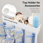 GoMaihe Baby Bottle Drying Rack: Space Saving Vertical Bottle Dryer Holder - Baby Accessories Storage Stand Organize Brushes Pacifiers on Countertop - BPA-Free - Blue