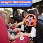 Steering Wheel Toy,Driving Steering Wheel Toy for Kids Backseat,Interactive Educational Learning Sensory Toy with Vibration,Simulated Car Toys with Light Songs for Infant Preschool Kids Toddler Gifts