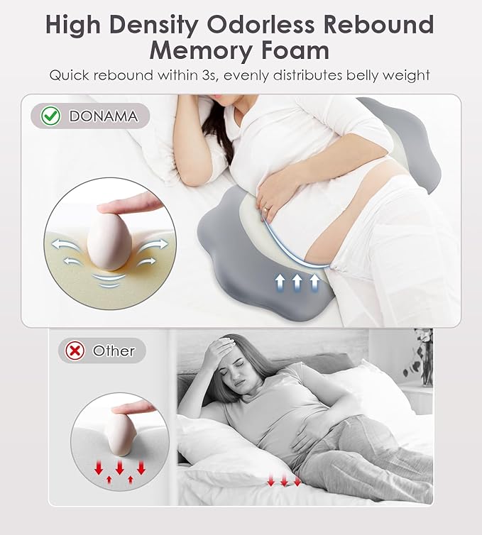 Pregnancy Pillows for Sleeping, Memory Foam Maternity Pillow Support for Back Belly HIPS, Adjustable Travel Wedge Pillow for Pregnant Women, Side Spleeping Pregnant Pillows with Cooling Pillowcase