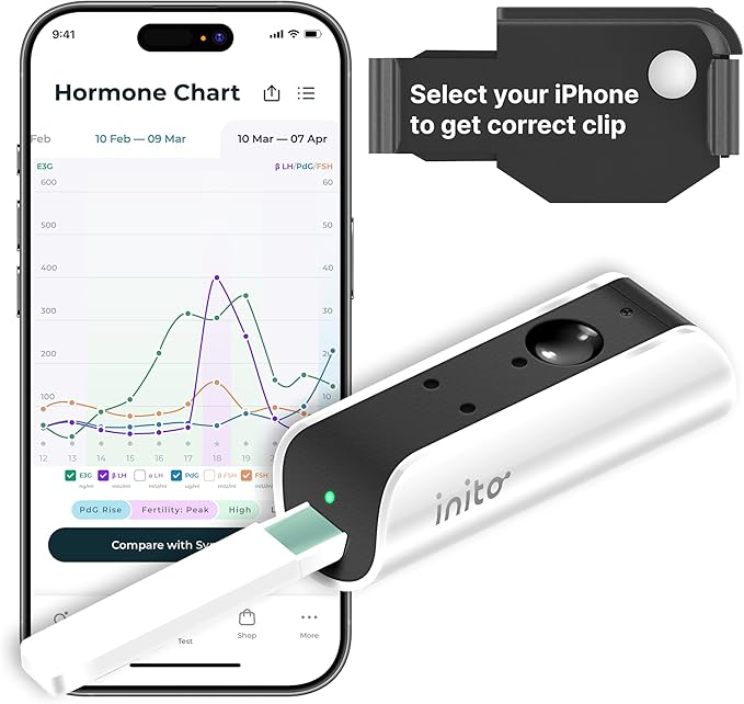 Inito Fertility Monitor & Hormone Tracker for Women | Track and Confirm Ovulation | Measures Estrogen, LH, PdG, FSH | Includes 15 Strips + Free app (Compatible with iPhone 17)