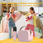 Mini Karaoke Machine,Funny Toys Christmas Birthday Gifts for Kids Age 4-12 Girls,Boys,Adults, Karaoke Microphone Toys for 4,5,6,7,8,9,10,11,12+ Year Old Girls Boys (Pink 2 Mics)