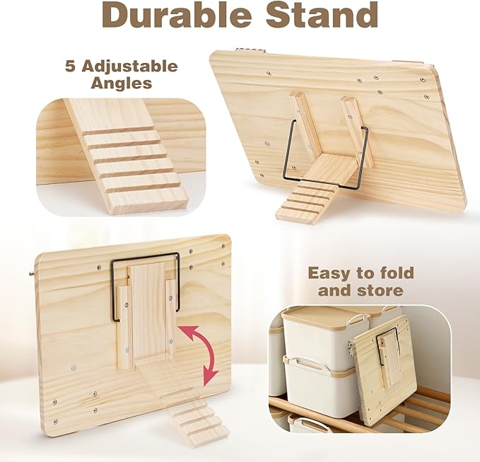 Joyreal Montessori Large Busy Board with Stand, Montessori Sensory Toys for Fine Motor Skills, Wooden Fidget Activity Board for Toddlers, Gifts for Boys Girls (Large Neutral)