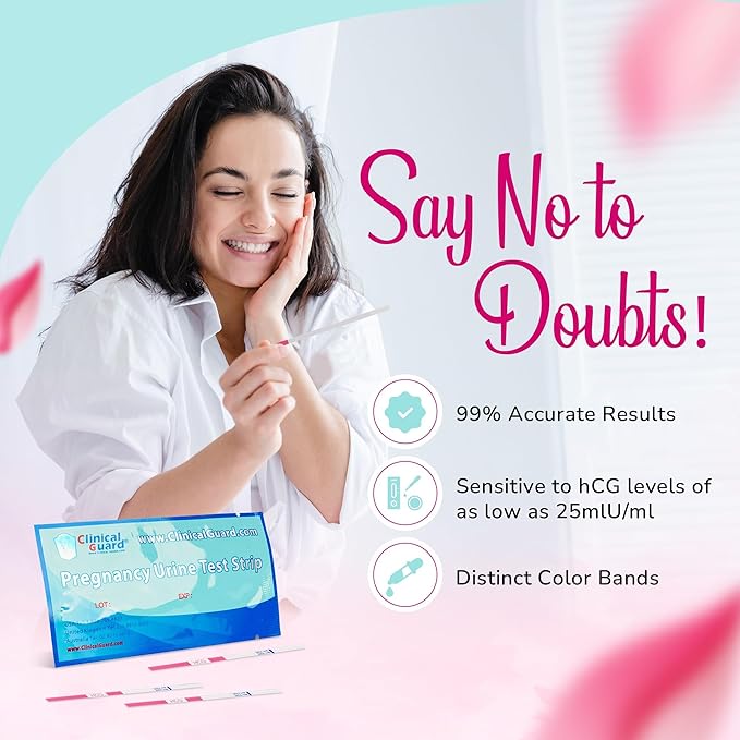 Clinical Guard 15 Pregnancy Tests Strips - Sensitive & Accurate Measurement Within 5 mins - Early Detection Pregnancy Test Strip - Easy to Use for Home Tests - HCG Test Strip Kit