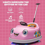 12V Dual Battery Electric Ride on Kids Bumper Car w/Remote Control,360 Degree Spin,Push Rod Rocker Horse Function,3-Speeds Babies & Toddlers Bumping Car Ride on Toy Gift for 1-4 Years Children (Pink)