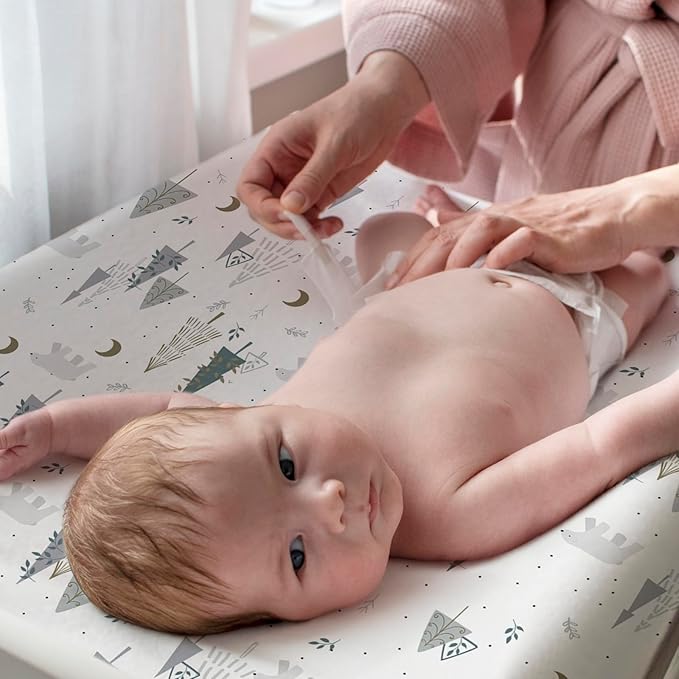 BROLEX Changing Pad Covers for Baby: Boy Girls Ultra Stretchy Soft 2 Pack, Snowy Forest