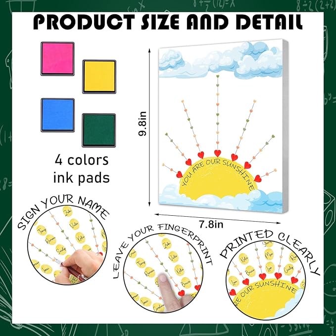 SHLINCO Thank You Gifts for Female Teachers, Suitable for Kindergarten, Primary and Junior High School Classroom Souvenirs, Fingerprint Art Canvas DIY, Year-end Gifts for Class Teachers
