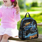 Toddler Backpack for Boys Girls - 12 Inch Monster Car Trucks Kids Backpack Preschool Kindergarten Backpack Lightweight Waterproof Schoolbag Book Bag for School