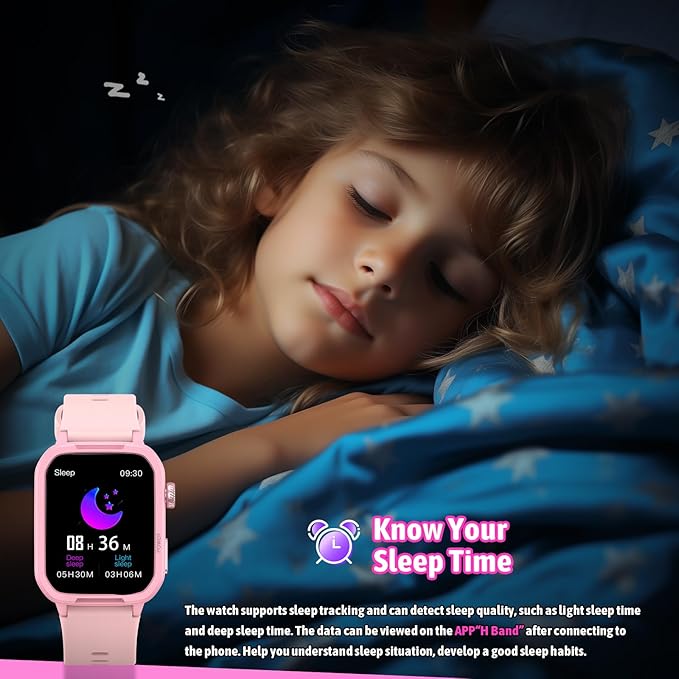 Smart Watch for Kids No Phone Needed, Tempered Glass Fitness Tracker Boy Teens with 19 Sport Modes, Pedometer, Sleep Monitor, Kids Watch Birthday Gifts Toy Gift for Girls Boys 6-16 (Pink)