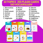 ZeenKind Spanish & English Talking Flash Cards with 510 Sight Words for Toddlers 3 4 5 6 Years Old, Learn Spanish for Kids, Audible Pocket Speech Early Learning Bilingual Flashcard Toys, 255 Cards.