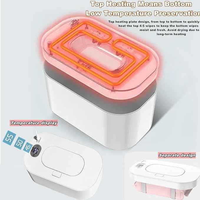Portable Baby Wipe Warmer，Wipe Warmer and Baby Wet Wipes Dispenser to Even Heating, Wipe Heater with Temperature Display, Diaper Wipe Warmers for Home Car Travel Newborn Baby (Green)