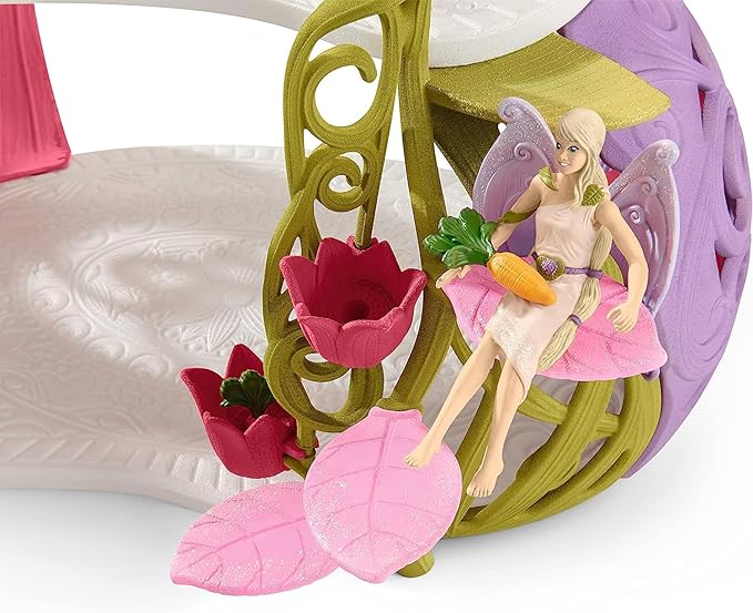 Schleich Bayala - 71 PC Glittering Flower House Playset with Fairy Figure, 2 Cute Unicorn Toys and Fairy Dollhouse Accessories for Girls and Boys - Fantasy Figurine Animal Set for Kids Ages 5+ | 42447