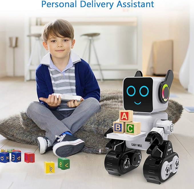 OKK Robot Toy for Kids, Smart RC Robots for Kids with Touch and Sound Control Robotics Intelligent Programmable, Robot Toy with Walking Dancing Singing Talking Transfering Items for Boys Girls (White)