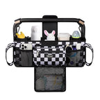 TOPDesign Universal Baby Stroller Organizer, Double Stroller Caddy with Detachable Mesh Bag & Heightened Insulated Cup Holders & Non-Slip Secure Hooks Accessories, Fits Most Strollers (Checkerboard)