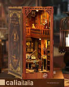 Book Nook Kit - DIY Miniature House Dollhouse 3D Puzzles for Adults and Teens - Gifts for Family and Friends Bookshelf Decor Tiny House Model Build with LED Light (BV02-003)