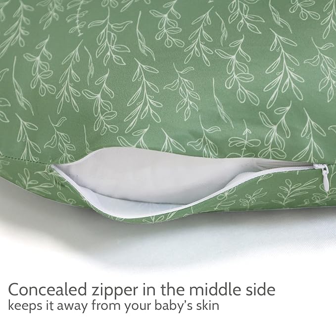 Green Sage Nursing Pillow Cover, Breastfeeding Pillow Slipcover for Baby Girls/Boys, Soft Snug Fits On Newborn Feeding Pillow Case
