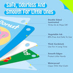 80 PCS Word Flashcards, Double Sided First Word Cards- Alphabet, Numbers, Foods, Animals, CVC Words, Colors & Shapes with 4 Reclosable Rings, Early Learning Tool for Pre-K Kindergarten Toddlers