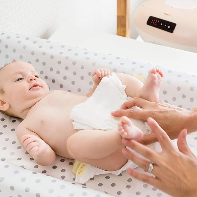 Avec Maman La Caresse Baby Wipe Warmer - Baby Essentials for Girls - Wet Wipe Dispenser - Adjustable Heat Settings Digital Display - Pink - Calentador de Wipes para Bebes - Blue