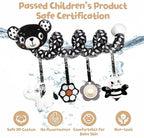 Car Seat Toys for Babies 0-6 Months,Hanging Rattle Toys for Crib Mobile, Baby Spiral Hanging Stroller Black and White High Contrast Toys for Newborn 0 3 6 9 12 Months Baby Boys Girls (Bear)