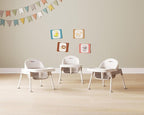 Foundations Secure Sitter Feeding Chairs Multipack, No-Tip Feet, 3-Point Adjustable Harness, Removable Tray, Easy to Clean, Stackable Feeding Chairs, 3 Pack (7 inch)