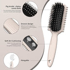 Curl Defining Brush, Curly Hair Brush, Slick Back Hair Brush, For Combing and Shaping Curls in All Hairstyles to Reduce Pulling (Beige)