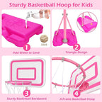 Tsomtto Toddler Basketball Hoop for Girls Pink Goals Adjustable Height 2.9ft-6.2ft Portable Kids Indoor Outdoor Play Outside Backyard Toys 3 4 5 6 Year Old Girl Birthday Gift