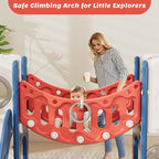 KORIMEFA 11 in 1 Toddler Slide and Swing Set, Kids Slide for Toddlers, Outdoor Indoor Playground for Toddlers 1-3, Toddler PlaySet with Basketball Hoop and Ball Golf Set, Climbing Arch(Red & Blue)