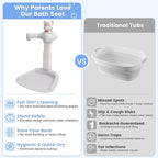 Adjustable Baby Shower Stand with Bear Design, Portable Bath Support with Non-Slip Base, Bathing Toy with Baby Bathing Station (Grey)