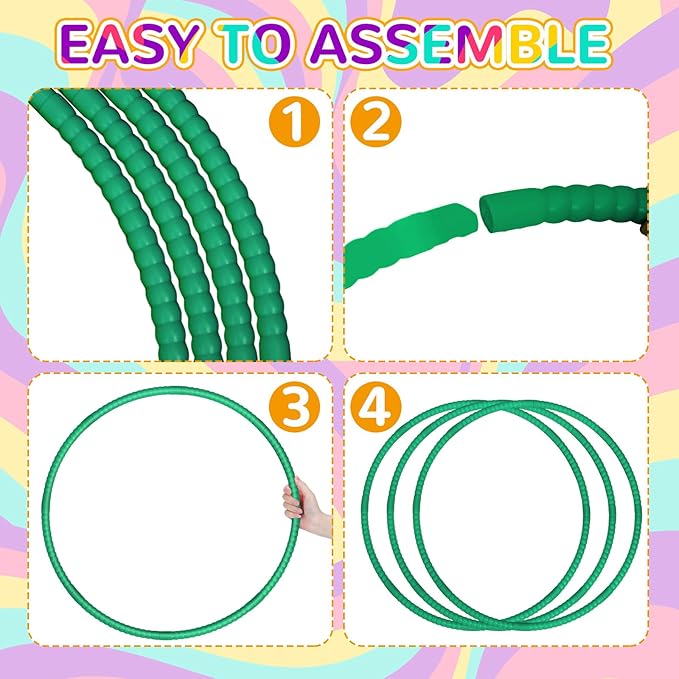 Shappy 6 Pcs Exercise Hoop Detachable Adjustable Plastic Toy Playground Toys Colored Hoop Circles for Teens Games Gymnastics Dog Agility Equipment Party Decor
