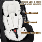 GFU Infant Car Seat Insert Head and Body Support, Reversible Newborn Insert for Carseat with Strap Pads, Soft Stroller Cushion Pillow Insert for Boys and Girls, Fits for Stroller, Swing, White