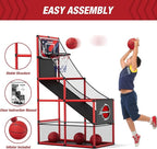 Basketball Arcade Game Indoor Outdoor, Kids Basketball Hoop with 4 Balls & Pump, Single Shot Basketball Game at Home, Carnival Games Sport Toys Gifts for Boys Girls Teens