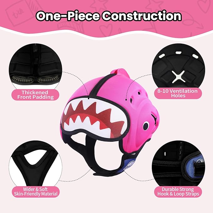 Mambobaby Baby Head Protector Baby Helmet for Crawling Walking,Safety Helmet,Extra-Thick Deep Forehead Padding, Ultra-Light, Breathable, Toddler Helmet 6-24 Months-Shark