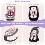 Pea Pod Infant Car Seat Insert 2-in-1 Baby Car Seat Head & Body Support for Newborn Girl Reversible 3 Layer Warm Preemie Carseat Stroller Cushion Headrest with Soft Minky Dot Fabric, Pink Floral