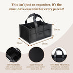 Premium Vegan Leather Baby Diaper Caddy Organizer – Portable Storage Basket for Newborn Essentials, Changing Table, Nursery, Car & Travel, Gifts for Baby Shower (Liquorice Black)