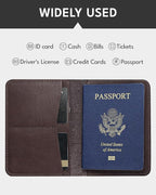 ALLIVE Passport Holder for Travel Women Men,Genuine Leather Passport Cover Wallet,Travel Must Haves Airport Essentials Travel Gifts Brown