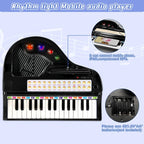 Love&Mini Piano Keyboard Toy for Kids - 31 Keys Toddlers Black Piano Toy with Microphone and Stool for Kids Age 3+ Years Old Girls Boys Birthday Gift