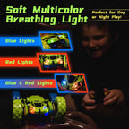 Threeking RC Stunt Cars Remote Control Car Double-Sided Driving 360-degree Flips Rotating Car Toy, Green