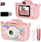 Kids Camera,HD Digital Video Camera with Protective Cover,Childrens Toys for 3 4 5 6 7 8 9 Year Old Boys/Girls,Selfie Camera for Kids,Christmas Birthday Gifts with 32GB SD Card (Unicorn Pink)