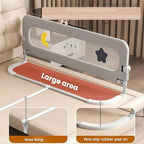 U Type Toddler Bed Rail Guard, Foldable Bed Rails for Toddlers, Adjustable, Safety, Convenient, Guard Rail with Twin, Full, Queen& King Size (Grey Cartoon, 59inch)
