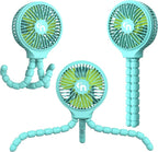 HomeLifairy Portable Stroller Fan, USB or Rechargeable Battery Operated with 3 Speeds and 360°Rotate, Cooling Clip On for Baby Crib Travel Car Seat Blue