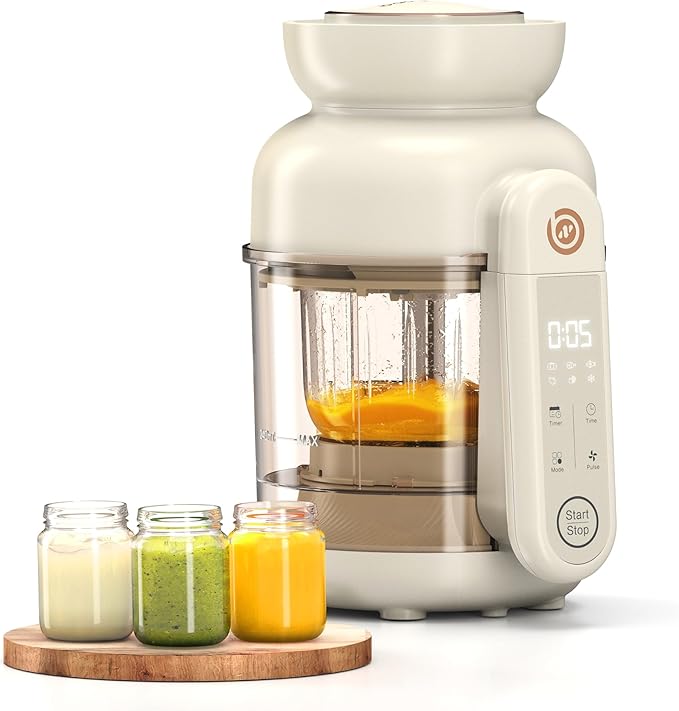 Auto Baby Food Maker, Glass Baby Food Mill, Baby Blender & Steamer and Puree Maker with Auto Cooking, Easy Cleaning, Touch Screen, Dishwasher Safe(12oz)