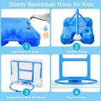 Kids Toy Gift for 3 4 5 6 7 8 Years Old, Kids Basketball Hoop Adjustable Height 3.5FT-6.2FT, Mini Basketball Hoop for Boys Girls, Basketball Goal Toys Outdoor Indoor Game Gifts(Blue)