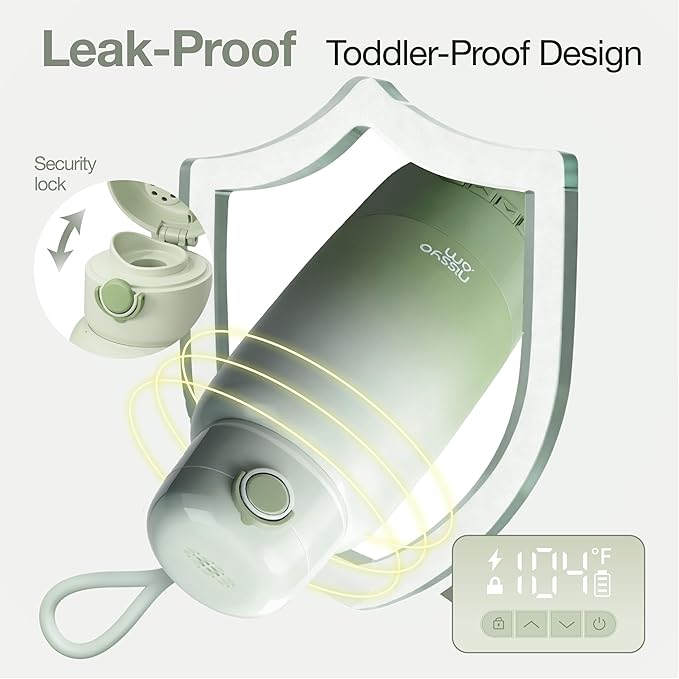 Portable Bottle Warmer for Travel, 17OZ Baby Bottle Warmer On The Go with 100W Fast Heating, Super Fast Charging (Full in 1.5H), Accurate Temp Control, Travel Portable Milk Warmer for BabyMilk