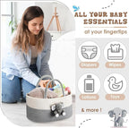 Elephant Diaper Caddy Organizer Cart Storage for Nursery with Handle Baby Shower Basket Gift Baby Bath Caddy for Diapers Wipes Elephant Basket for Nursery(X-Large)