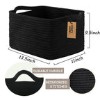 COMFY-HOMI Storage Basket for Shelves, Woven Baskets for Storage, Cotton Rope Basket,Toy Storage Organizer, Storage Cube Bin, Organization and Storage, Towel Baskets for Gift Empty, All Black