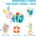 Koty Car Seat Toys, Infant Spiral Plush Toys, Baby Stroller Toys Hanging Crib Activity Toy for CarSeat Crib Bed Stroller, Rabbit Hanging Rattle Gifts for Babies 0-6 Months（Rabbit）