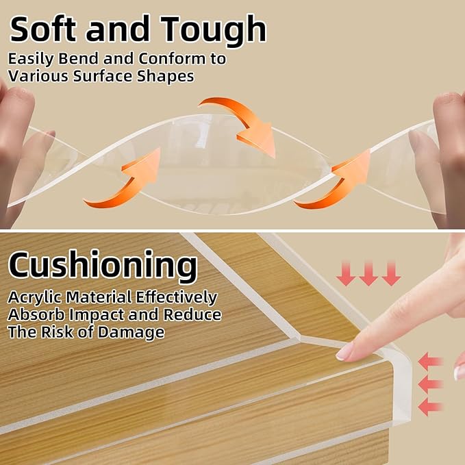 Clear Edge Protector, 0.8in x 9.84FT, Safe Corner Protector, Anti-Sharp Edge Protector, for Furniture, Drawers, Tables, Cabinets